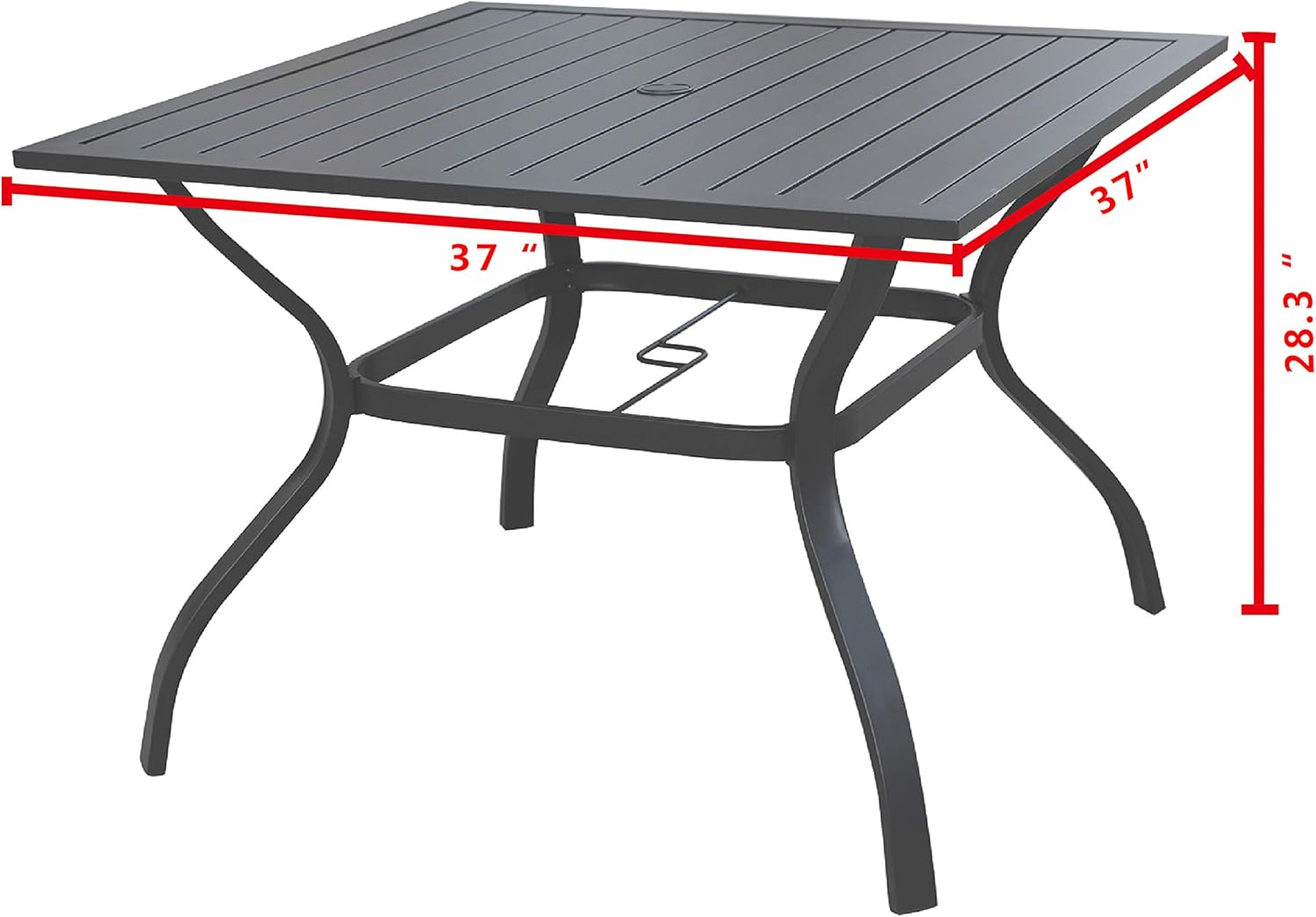 LOKATSE HOME Outdoor Patio Dining Table Square Heavy Duty Furniture with Umbrella Hole : Garden & Outdoor