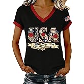 Cltopsku Women's 250 Anniversary USA Shirt V-Neck 250 Years T-Shirt 1776-2026 250Th American Spring Patriotic Shirts Apparel
