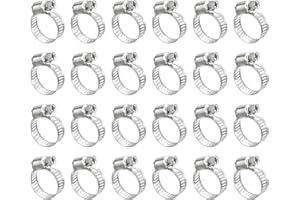 uxcell Worm Gear Hose Clamp, 24pcs 1/2" - 3/4" Adjustable Stainless Steel Hose Clamps Duct Clamp for Securing Hose, Pipe, Plu