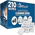 Care Touch Lens Cleaning Wipes - 210 Pre-Moistened and Individually Wrapped Lens Cleaning Wipes - Great for Eyeglasses, Table