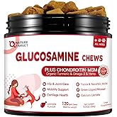 NATURE TARGET Glucosamine for Dogs, Joint Supplement with Chondroitin, MSM, Omega-3, Hemp for Pain Relief, Hip & Joint Chews for Dogs with Calcium for Bone Health, 120 Soft Chews