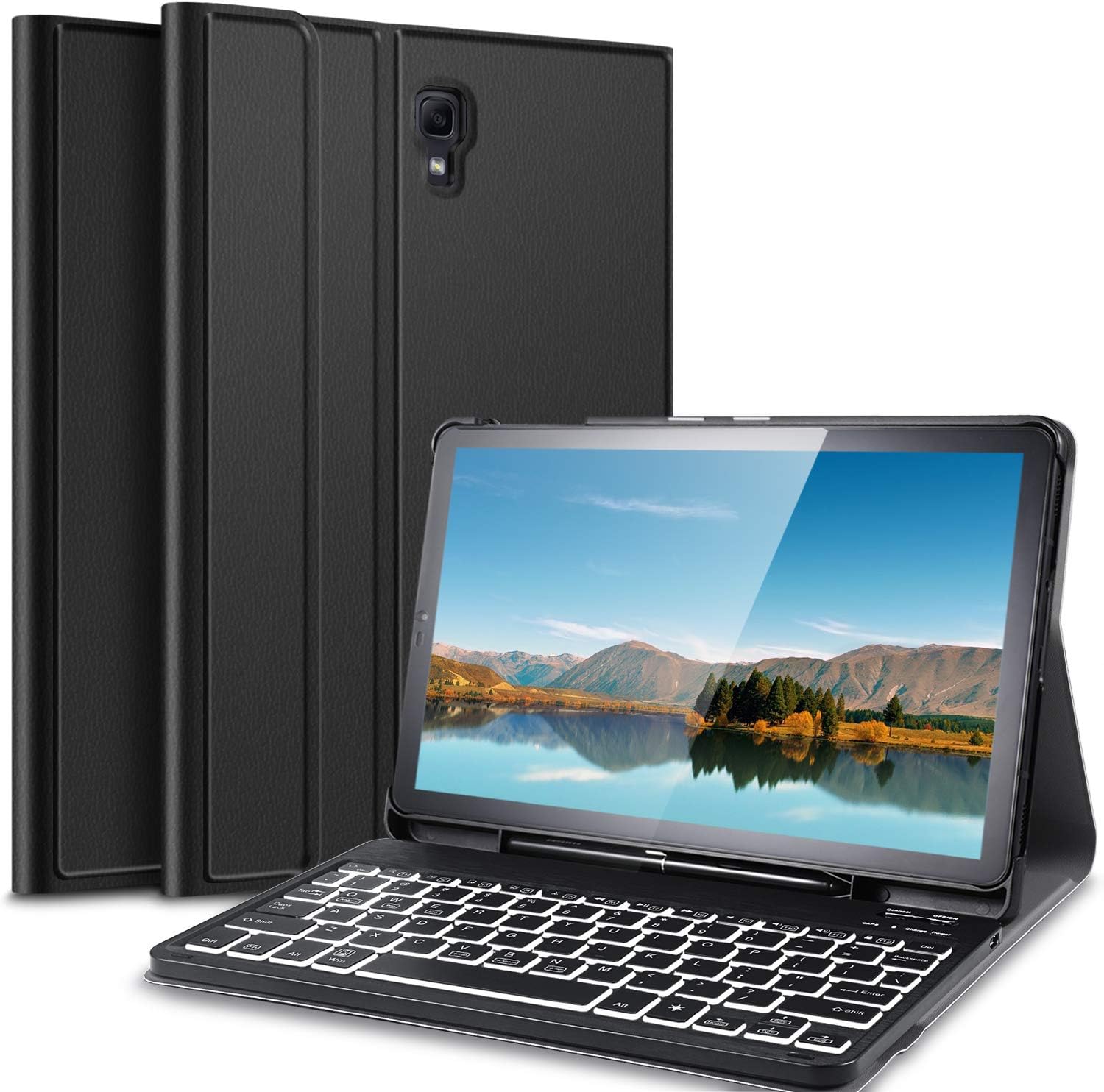 IVSO Backlit Keyboard Case for Samsung Galaxy Tab S4 10.5 T830N/T835N (QWERTY), Slim Case with 7 Colors Backlit Detachable Wireless Keyboard for Samsung Galaxy Tab S4 SM-T830N/T835N 10.5 inch, Oil