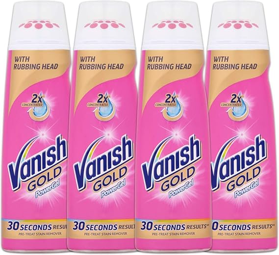 Vanish Fabric Stain Remover, Gold Prewash Power Gel, 200 ml, Pack of 4 Amazon.co.uk Health