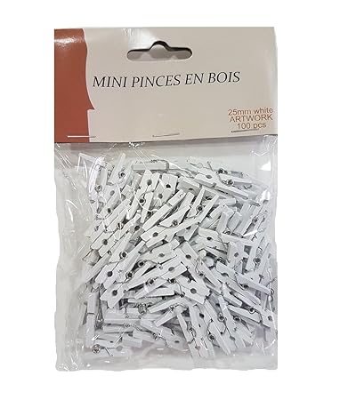 100 PCS 25 mm Mini Holz Foto weiss Papier Peg Wäscheklammer Kleidung Pin Clip EMI Craft