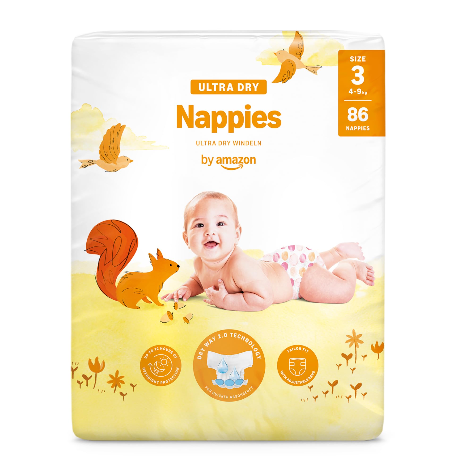 By Amazon - 86 Ultra Dry Nappies - Size 3 (4-9 kg) (Previously a Mama Bear brand, same product)