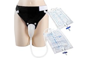 YOOGUSTO Wearable Urine Collector for Men with External Catheter Silicone Reusable Collection Pouch Breathable Fixed Pants and 2 Urinary Bags 2000ml and 1000ml with Adjustable Waist Strap, Elderly Black