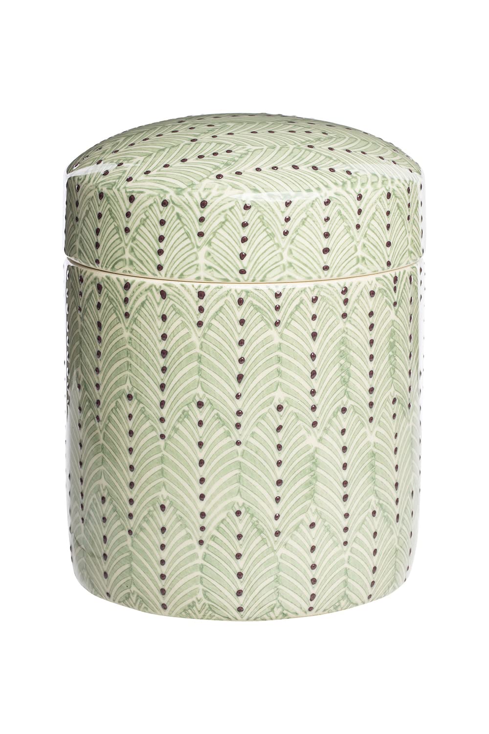 Mix'N'Match Storage Tin Made of Hand-Stamped Stoneware Biscuit Tin Green Diameter 12 x 15 cm
