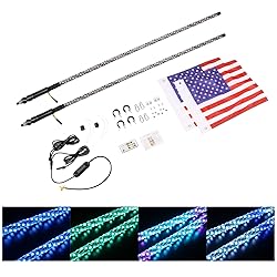 YCHOW-TECH 2PCS 4FT Spiral RGB Led Whip Light with