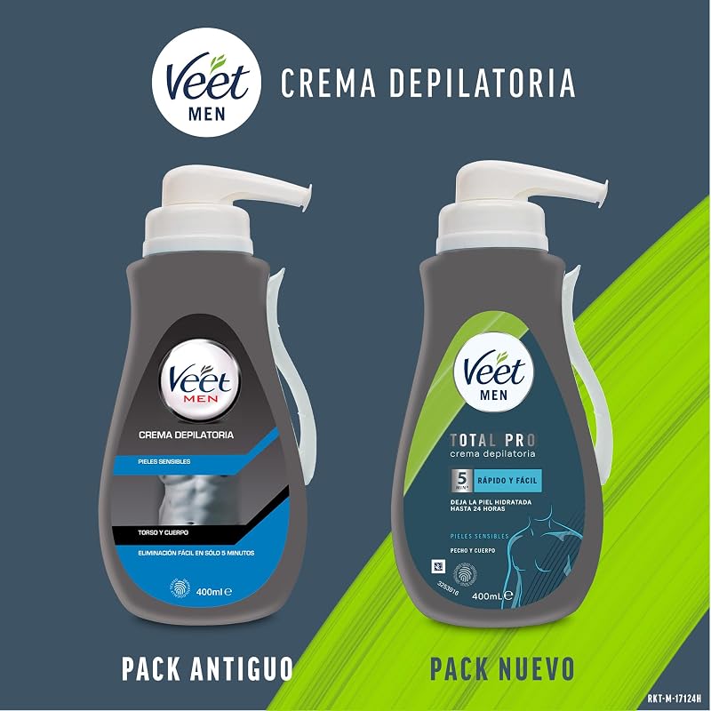 Men Crema Depilatoria Corporal Para Hombre, Piel Sensible, 400 ml (Paquete de 1)