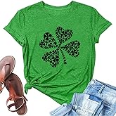 St. Patrick's Day Shirts for Women Lucky Green Shamrock Funny Cute Graphic Tee Tops Irish Gifts