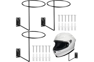 Potchen 3 Pack Helmet Hanger Wall Mount Motorcycle Helmet Rack Metal Ball Holder for Basketball Volleyball Football Multifunctional Display Hook Stand for Cap Hat Wig Riding Jacket Coat