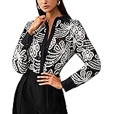 HERYEA Women's Eyelet Embroidery Sequin Blouse - Long Sleeve Shirt Business Casual Top