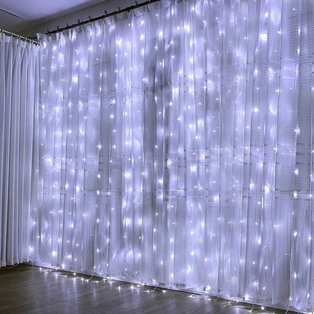LED Light Curtain, Light Wall 3m x 3m Fairy Light Curtain 300 LEDs 8