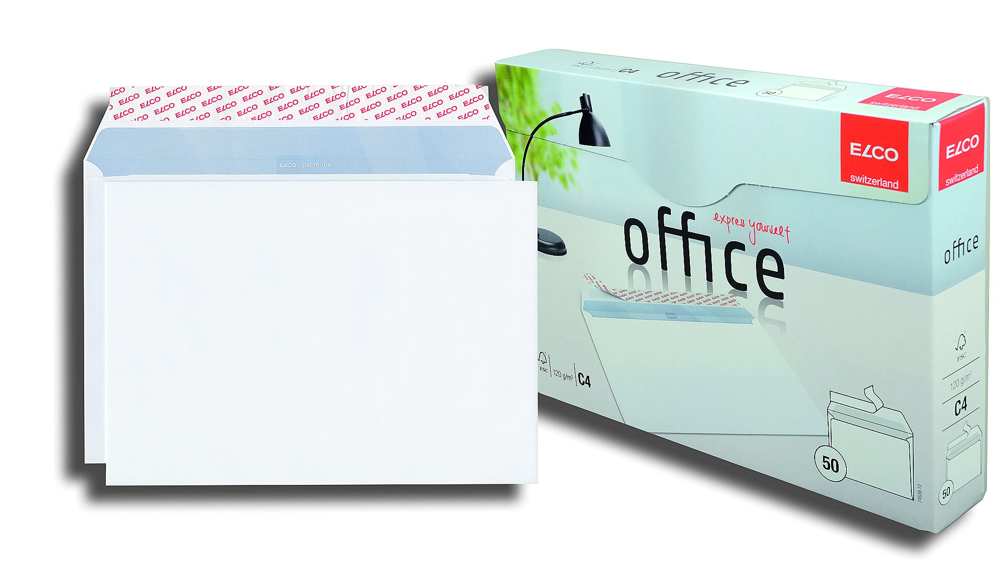ELCO Office C4 120gsm FSC White Wallet Peel and Seal Envelopes Shopbox - Pack 50