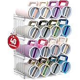 Water Bottle Organizer for Full Stanley 40 oz Tumbler with Handle, Cabinet Kitchen Pantry Organizers and Storage for Owala Stanley Cup Accessories Holder, Patented Stackable Tumbler Organizer Gifts