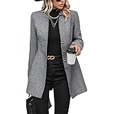 yoeasy Women's Stand Collar Single Breasted Pea Coat Casual Wool Blend Mid Long Trench Coat Winter Jackets