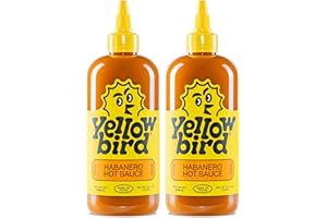 YELLOWBIRD FOODS Yellowbird® Classic Habanero Hot Sauce 19.6 oz. Tabletop Size (Medium Hot | 2 Bottles | Made in Texas)