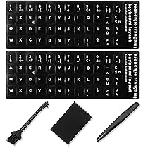 Lot De 2 Autocollants Clavier Français Fond Transparent Lettres Blanches/noires Pour Clavier D'ordinateur Portable Pour Débutants Autocollants De Clavier Français Lettres Noires Transparentes