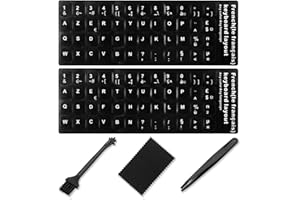 French Keyboard Stickers[5 in 1],French-English Keyboard Letter Replacement Sticker White Letter/Black Background,Matte Vinyl