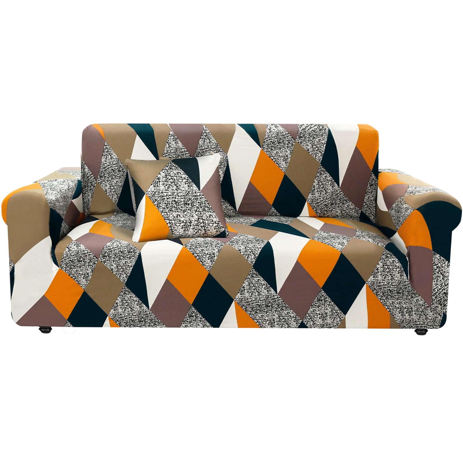 HEYOMART Sofa Cover High Stretch Elastic Fabric 1 2 3 Seater Sofa Slipcover Chair Loveseat Couch Cover Polyester Spandex Furniture Protector Cover with 1 Pillowcase (2 Seater, Checkerboard)