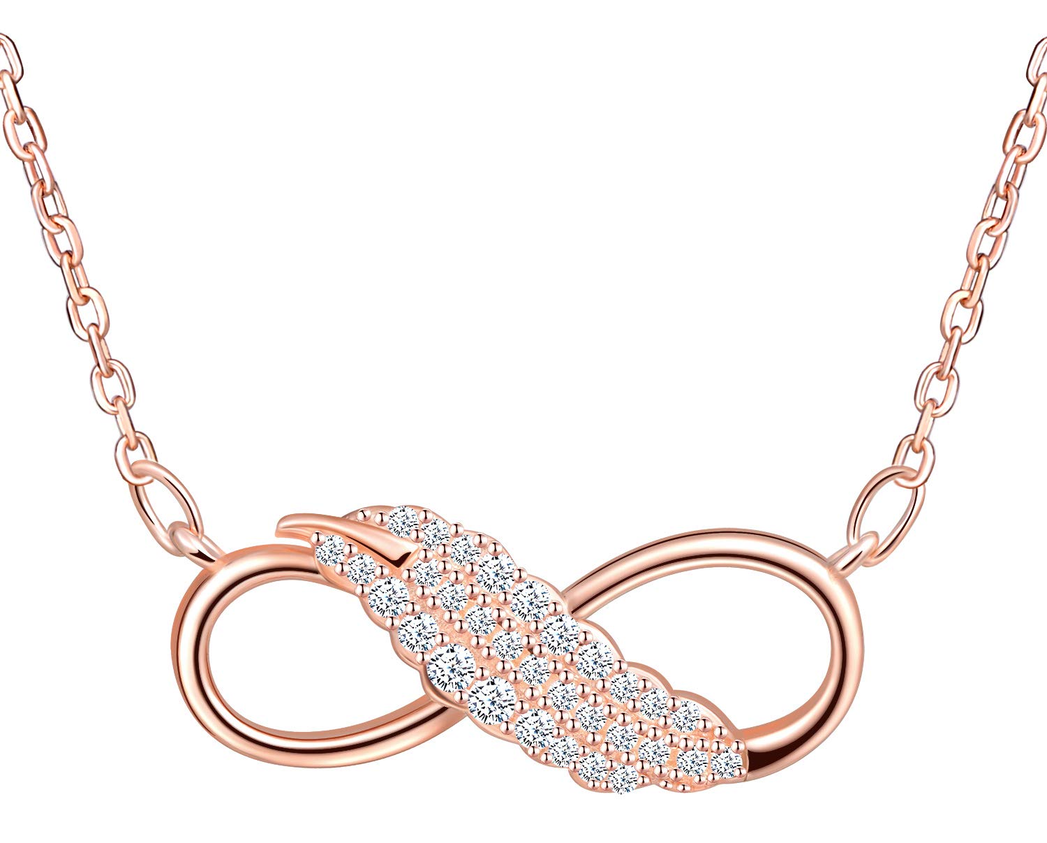 MicLee Women's girl's Sterling Silver Necklace, elegant infinity symbol pendant necklace, decorated with shiny zircons, gift for Birthday, Valentine's Day and Christmas