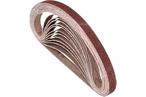 Kozelo 10 Pcs Sanding Belts 3/8 x 13 Inch 80 Grit Aluminum Oxide Abrasive Sandpaper for Belt Sander Metal Grinding Wood Worki