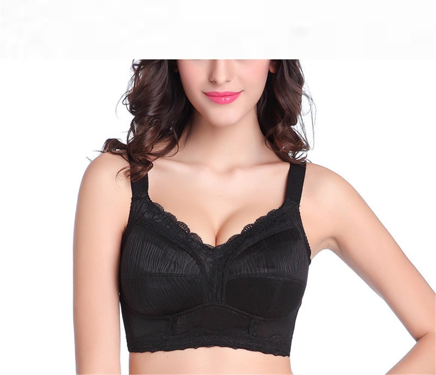 Full Cup Wire Free Large Size Bra Minimizer Underwear Thin Cup Solid
