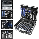 Prostormer 240-Pieces Mechanic Tool Set with Aluminium Tool Box | SAE and Metric Sizes, Chrome-Vanadium Steel, Universal Household and Auto Repair Tool Kit