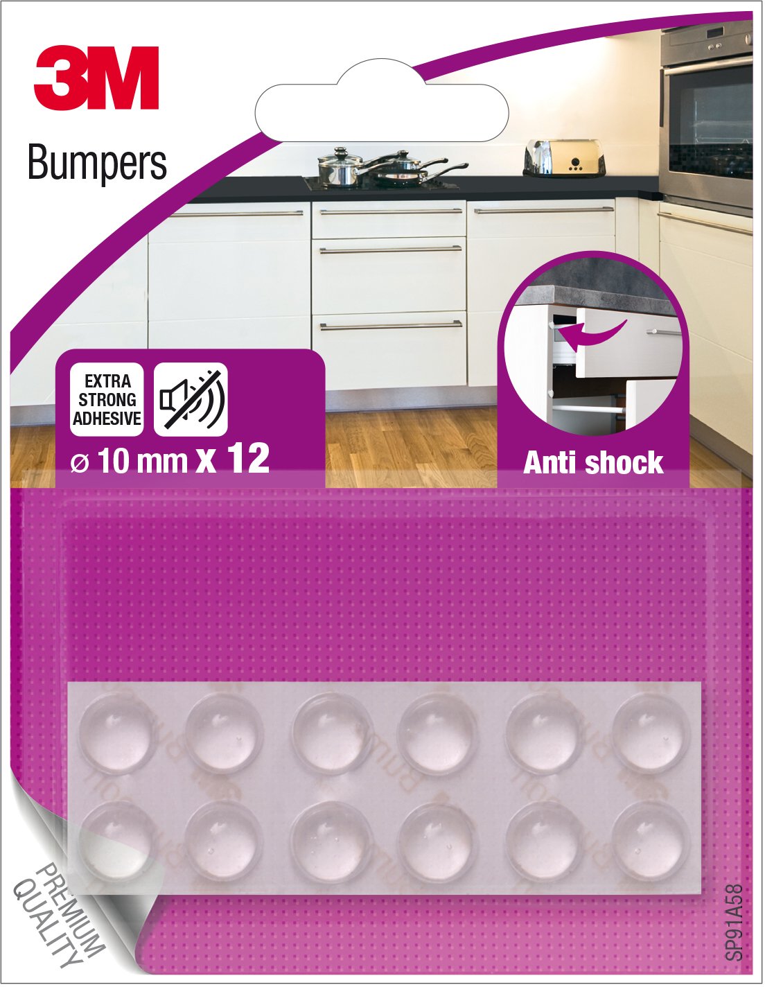 3M Bumper Anti-Shock, White, UU003684170