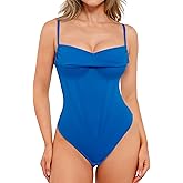Popilush Corset Bodysuit for Women Tummy Control Shapewear Bodysuits Cowl Neck Going Out Tops Thong Body Suit Concert Outfits
