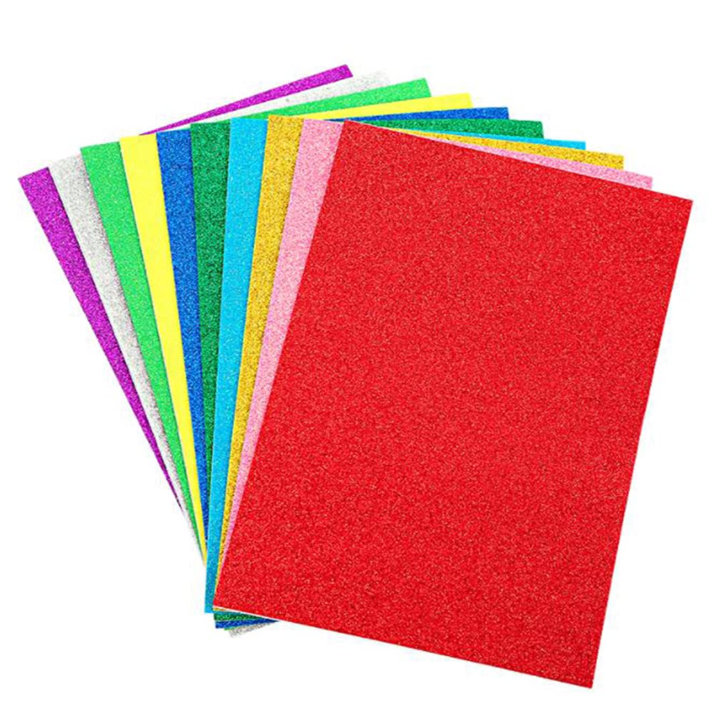 10 Pcs Glitter EVA Foam Papers Foam Sheets Colourful Foam Rubber for Gift Wrapping Scrapbooking DIY Craft Random Color