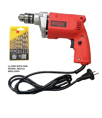 Cheston 10mm Powerful Drill Machine for Wall, Metal, Wood Drilling with 19 HSS bits for Drilling in Wood, Metal, Plastic