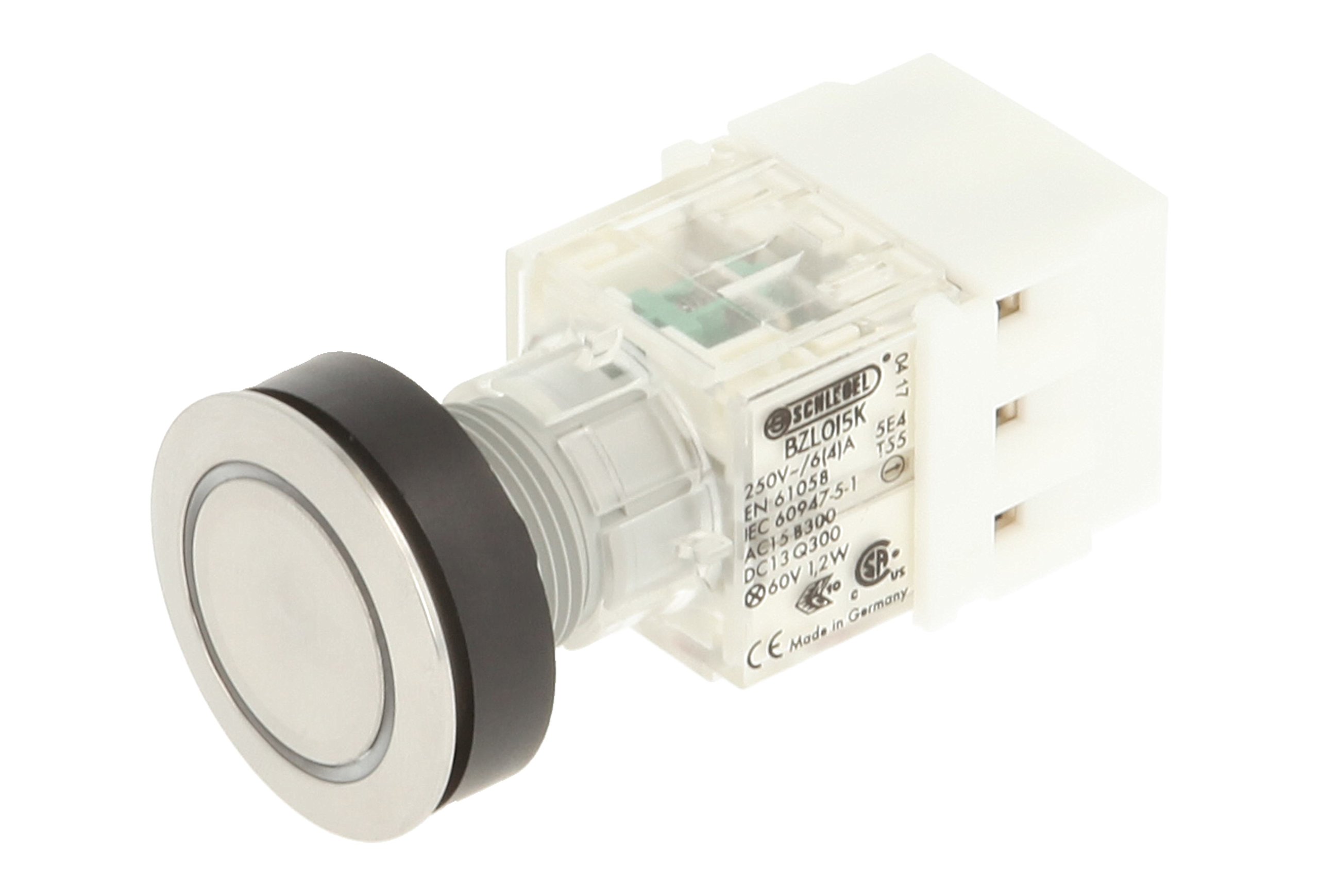 Club 23.000.879 Push Button Stainless Steel – Ring Light Illuminated Momentary Contact Master 1 N 1 N/O Contact and Screw On Connector LED 24 V WHITE (Pack of 2)