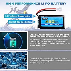 AMZZN 5PCS 3.7V 450mAh 30C Lipo Battery with 5-in-1