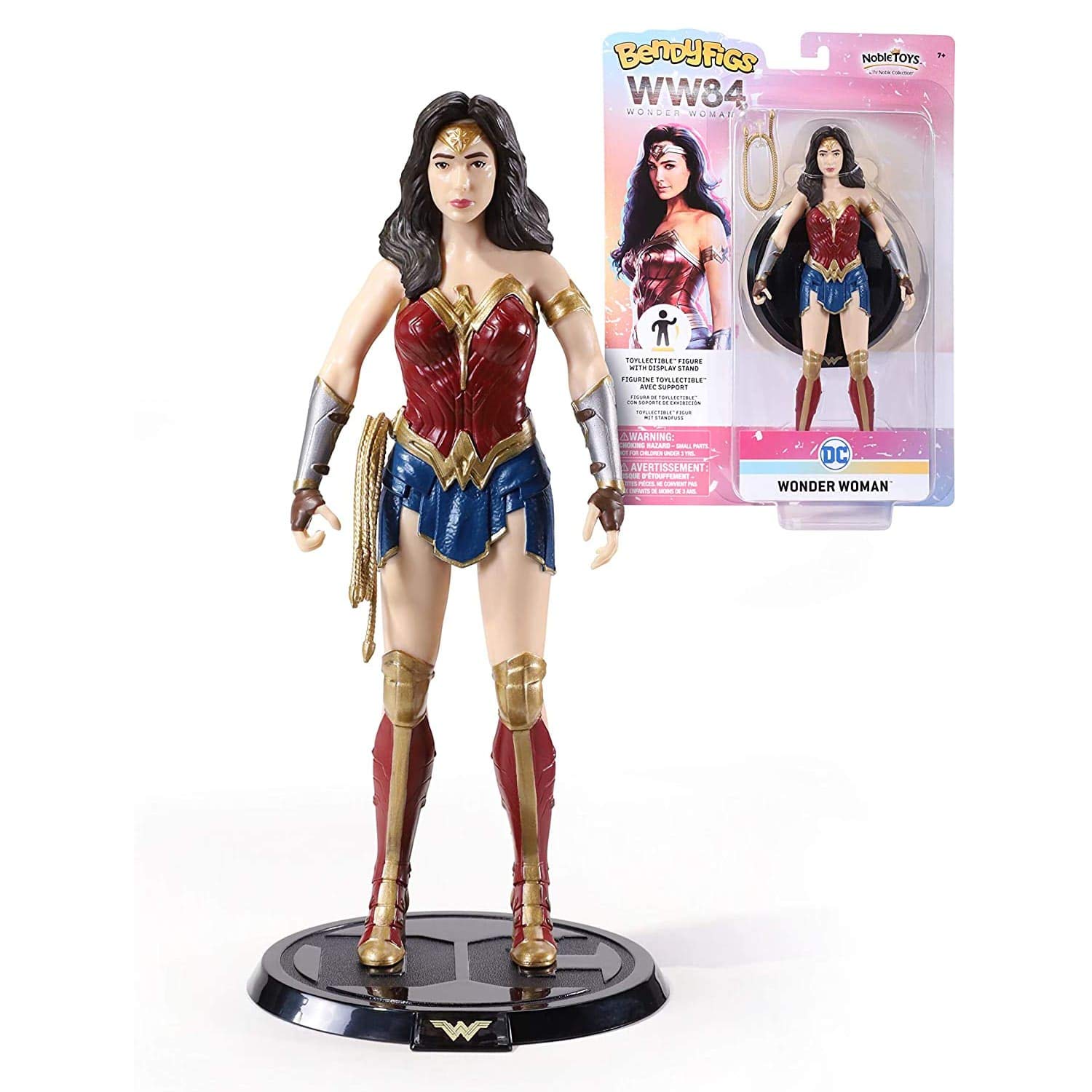 The Noble Collection DC Bendyfigs Wonder Woman - Officially Licensed 7.5in (19cm) DC Bendable Toy Posable Collectable Doll Figure With Stand - Gifts For Kids & Adults