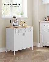 SONGMICS Storage Cabinet Metal Cabinet with Double Doors Rustic Brown Black view 2