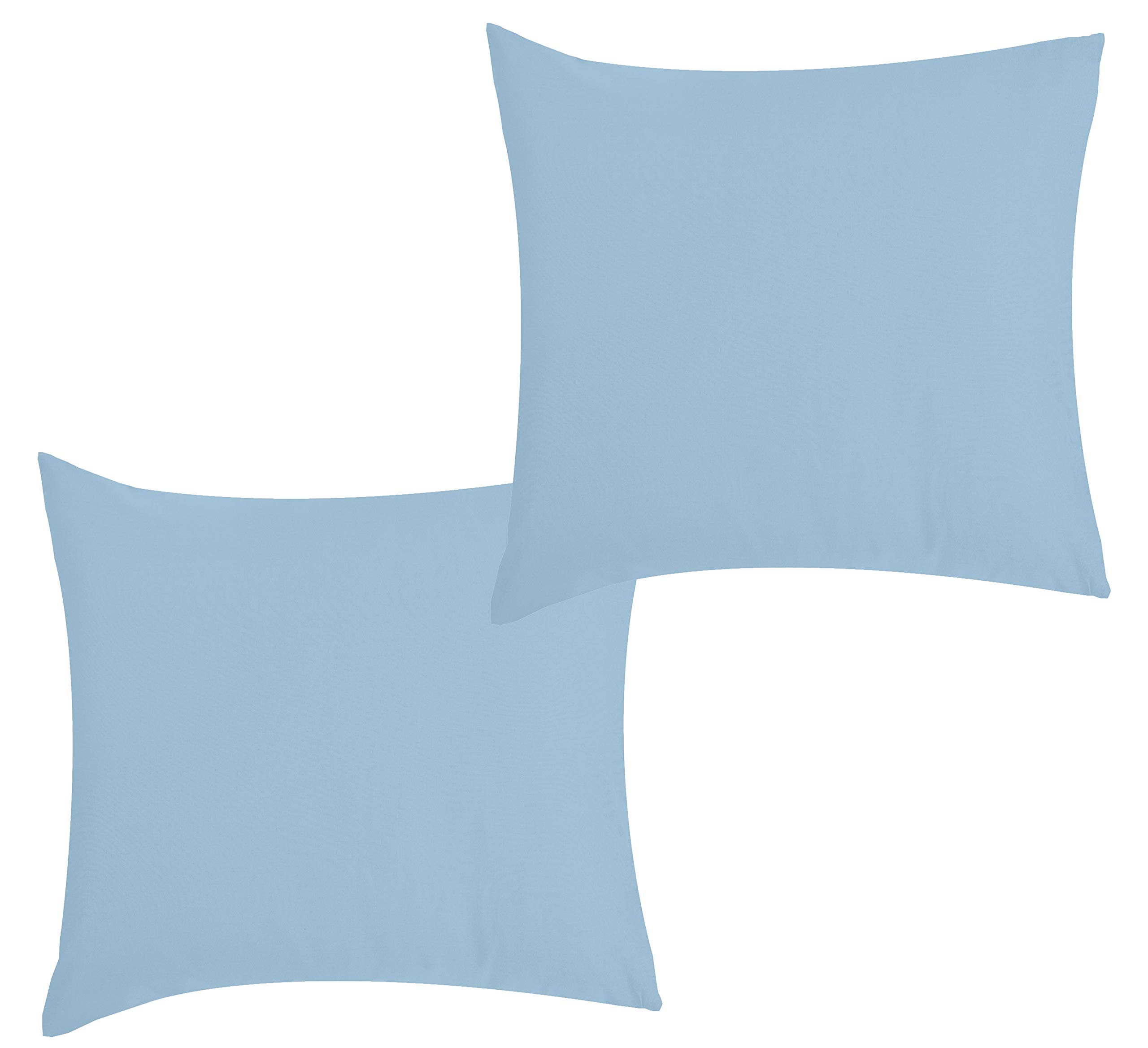 P'tit Basile - Baby Toddler cot Bed Pillow Pair Cases - 63x63 cm - Sky Blue - 2 Pack 100% Soft Organic Cotton Plain Pillowcases - Oeko-tex Certified - Envelope Closure, Machine Washable