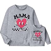 MNLYBABY Mommy and Me Valentines Outfits Valentines Day Sweatshirt Love Heart Mama and Mama's Valentine Matching Shirt