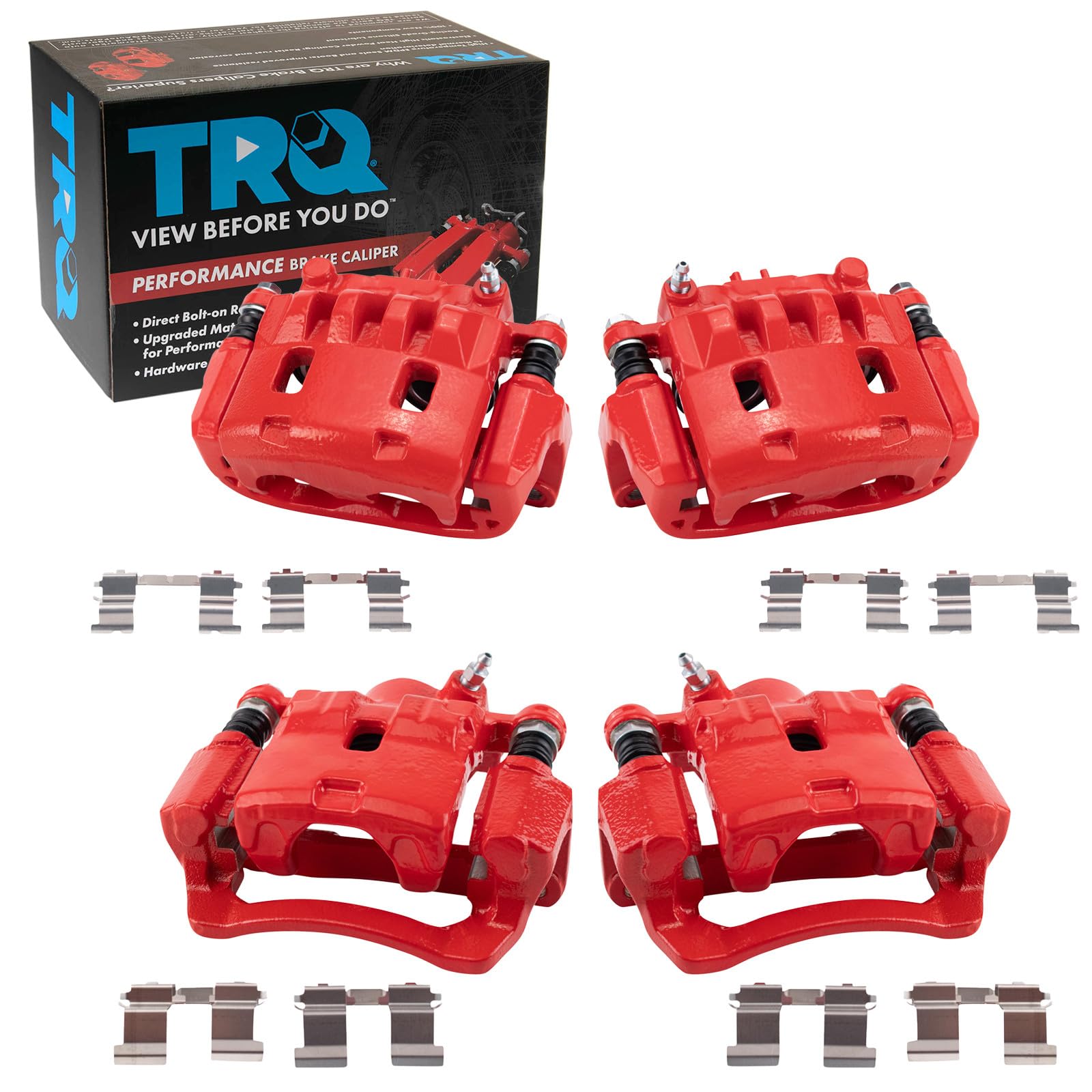 TRQ Front and Rear Brake Caliper Set Brackets Coated Compatible with 2009-2010 Subaru Forester