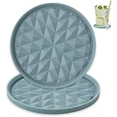 Wingcases Silicone Drink Coasters Set of 2, Coaster for Desk Office | Prevents Condensation&amp;Spills, Non-Slip, Reusable&amp;Easy Clean, Diamond Pattern, Stylish Home Decor, Gift, Light Blue