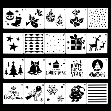 Amazon Fineinno絵図 塗り絵 絵描き道具 製図用テンプレート クリスマス 図面テンプレート テンプレート 教育用 絵画学習 お絵かき 再使用可能 20セット クリスマス1 20セット テンプレート 通販