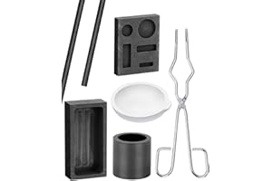 TAKYWEP 7 Pieces Graphite Torch Melting Casting Kit Including 2 Graphite Mold,2 Graphite Crucibles,2 Graphite Rods,1 Tong for Melt