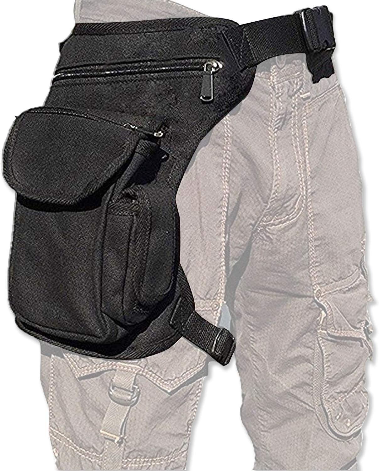 Amazon Co Jp Rozzerman 腿にベストフィット ウェストポーチ 腿用 バッグ 多機能 タクティカル マガジン 黒 プレミアム スポーツ アウトドア