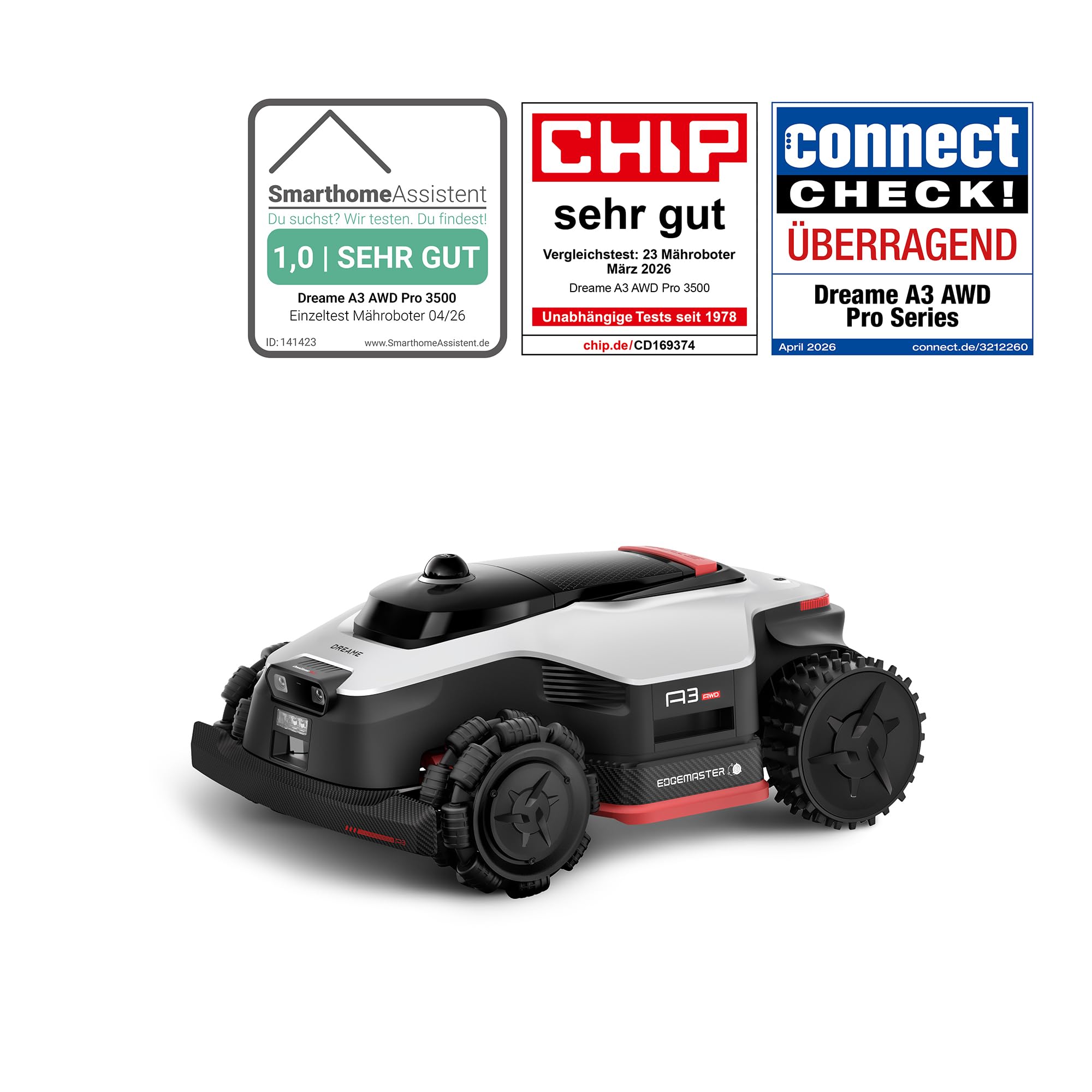 DREAME A3 AWD Pro 3500 Robot-Rasenmäher, für 3500 m², 4WD-Nabenmotoren, ohne RTK, 360° 3D-LiDAR & KI-Vision, Steigfähigkeit bis zu 80% (38,7°), EdgeMaster 2.0: ＜ 4 cm Kantenpräzision 2