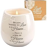 Pavilion 'In Memory, A Bit of Heaven' 19177 - White Ceramic Candle with Soy Wax in a Delicate Floral Scent, Thoughtful Sympathy, Remembrance, and Condolence Gift - 8 Ounces
