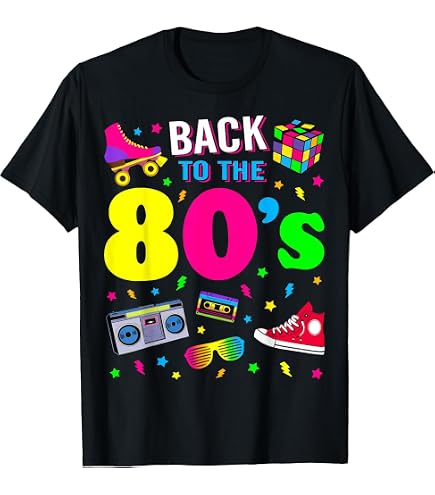Back to The 80s Costume Retro Fancy Dress Halloween Party T- Shirt : Clothing, Shoes & Jewelry