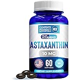 NSF Certified Astaxanthin Supplement - 10mg per Serving - 60 Softgels | Natural Astaxanthin From Haematococcus Pluvialis Microalgae - Helps Support Eyes, Joints &amp; Skin - 60 Day Supply