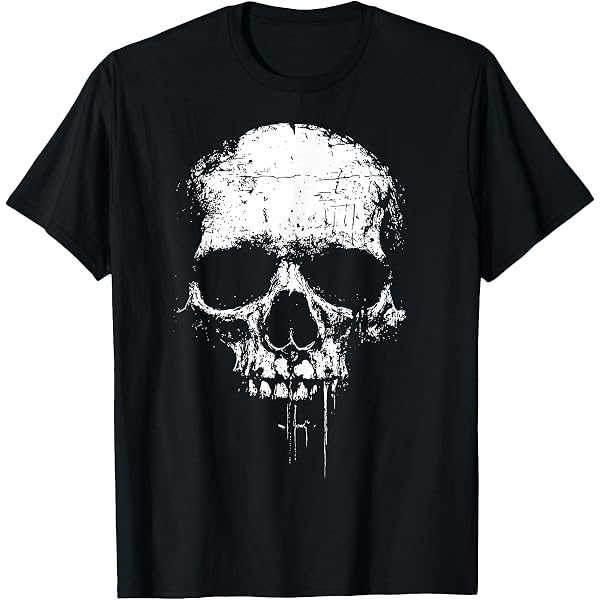 Men's Black & White Skulls & Roses V-Neck T-Shirt – Goth Punk Emo Style – S To XL
