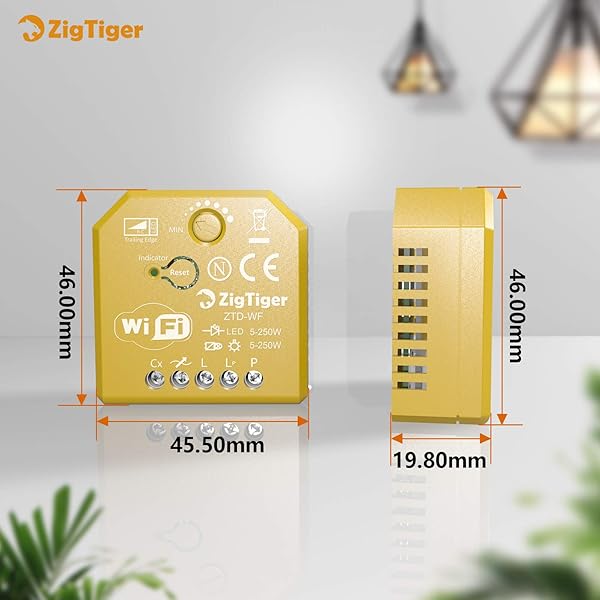 Zigtiger Wifi Unterputz Dimmer Aktor Dimmer Schalter Smart Dimmer Schalter Kompatibel mit AlexaGoogle Home 5250 W Unterputzdosen Drehdimmer fr Dimmbare LED und Halogen Leuchtmittel