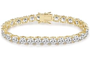Gemsme 5/6/7MM Tennis Bracelet for Women Men, 18K White/Yellow Gold Plated 5/6/7mm Round Cubic Zirconia Classic Tennis Bracelet